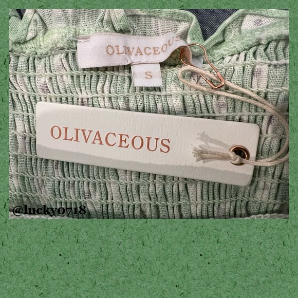 Olivaceous NWT Mint Green and White Floral Smocked Ruffle Mini Dress Sz S - Picture 6 of 7